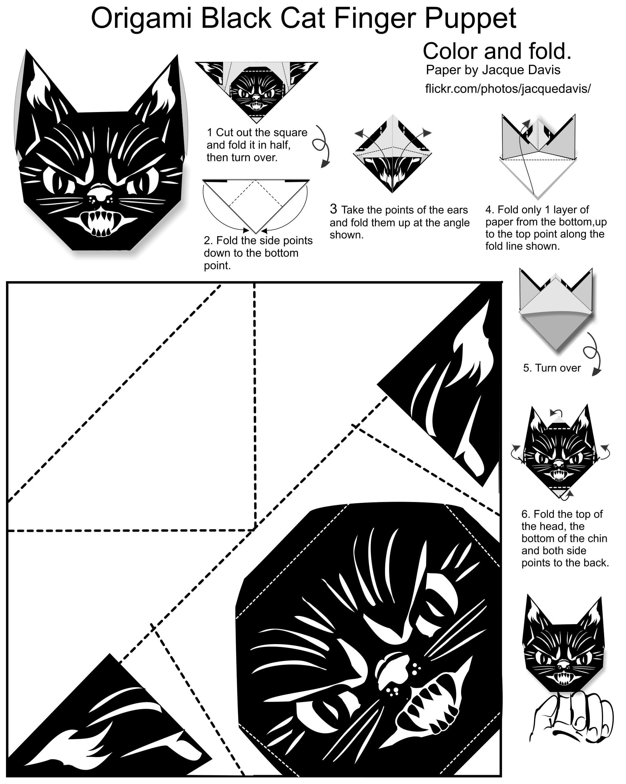 Halloween black cat finger puppet free printable papercraft templates