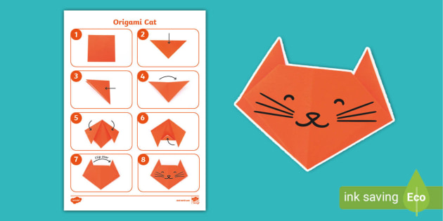 Simple paper craft origami cat activity