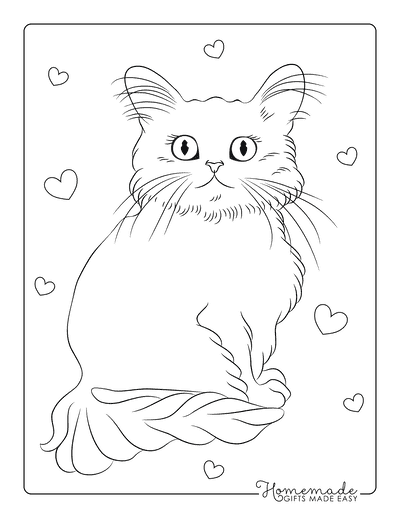 Free cat coloring pages for kids adults