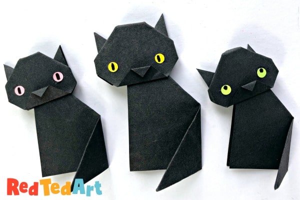 Easy black cat origami for halloween