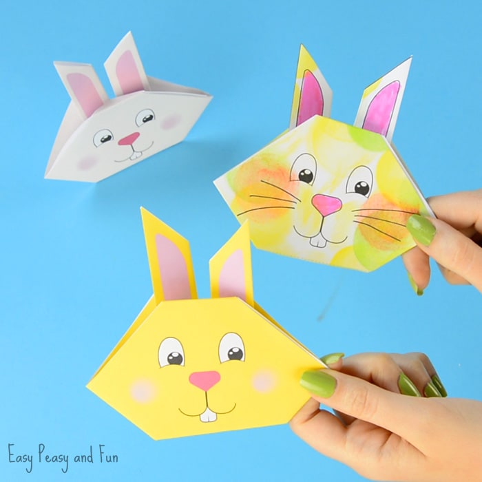 Origami bunny tutorial with printable template