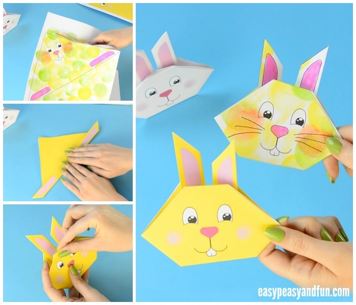 Origami bunny tutorial with printable template