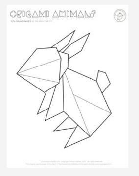 Origami rabbit coloring page origami animals coloring pag animal coloring pag