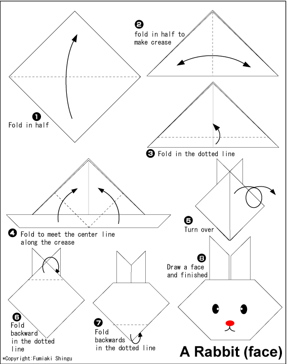 Origami rabbit face