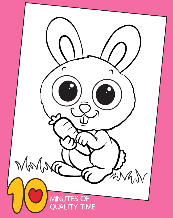 Bunny with carrot coloring page â minutes of quality time