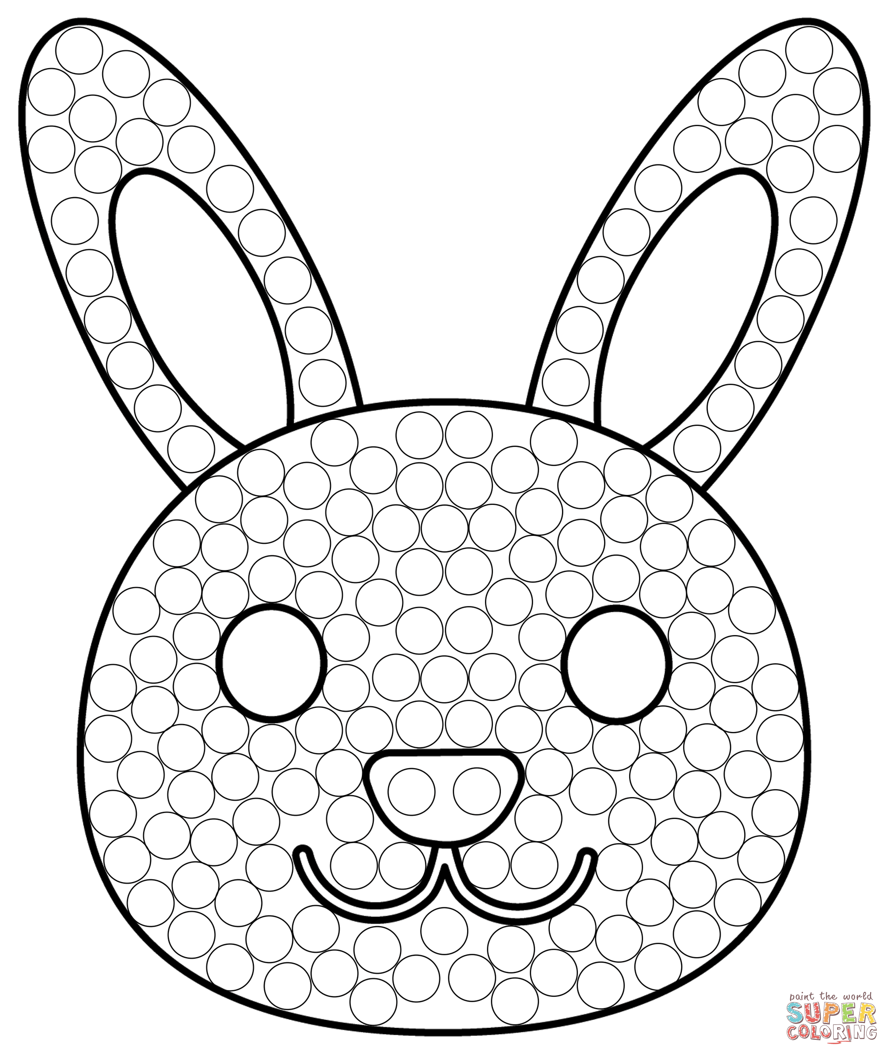 Rabbit face dot art coloring page free printable coloring pages