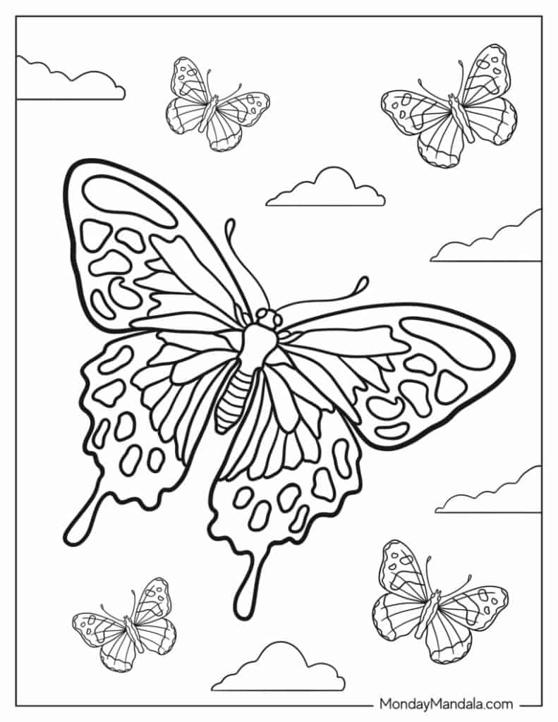 Butterfly coloring pages free pdf printables