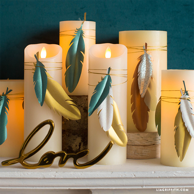 Diy paper feather candle wraps minute decor project