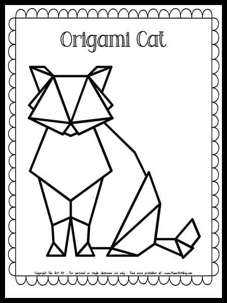 Origami cat coloring page free printable â the art kit