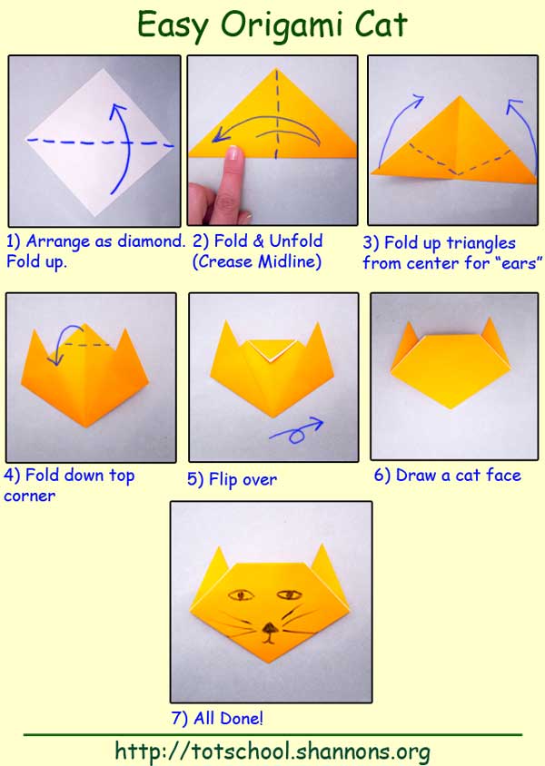 Origami for kids simple cat shannons tot school