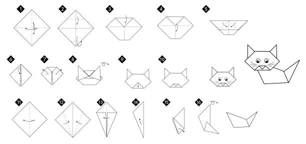 Origami cat face stock photos pictures royalty