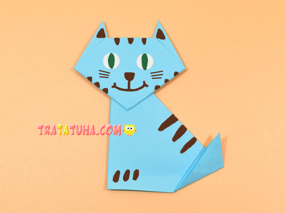 Easy origami cat for kids and beginners