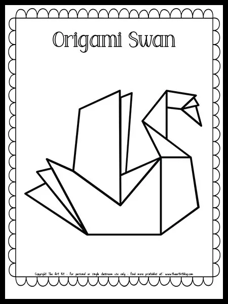 Origami swan coloring page free printable â the art kit