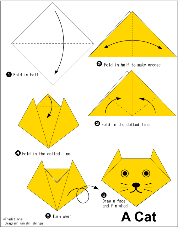 Origami cat face