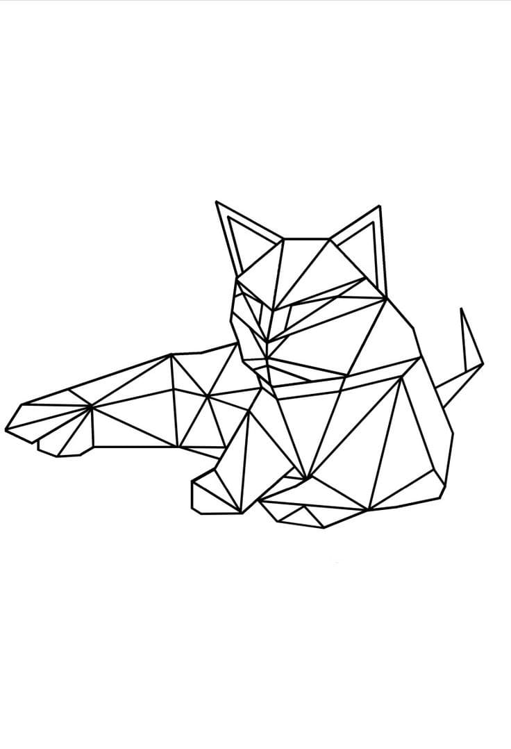 Origami cat coloring page