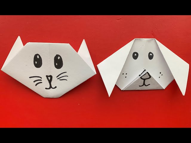 Origami cat dog faces