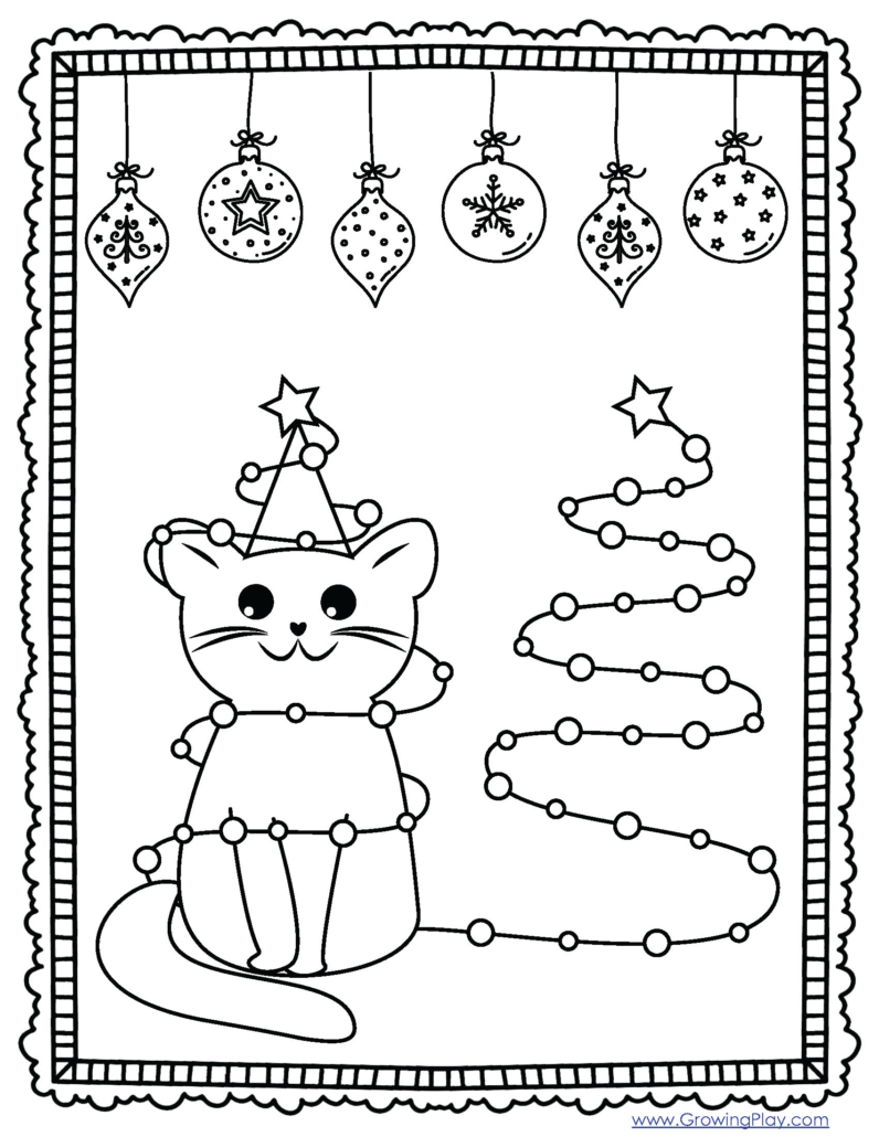 Christmas cat coloring pages pdf