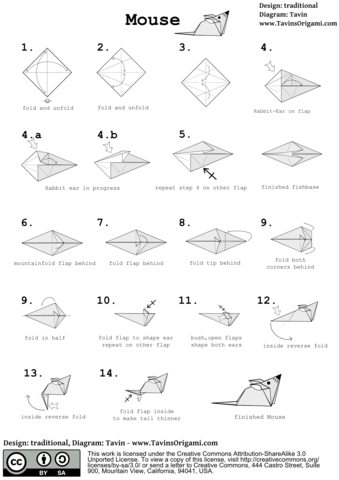 Mouse origami instruction free printable papercraft templates