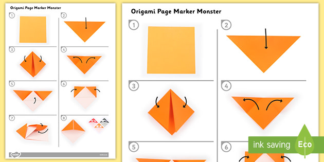 Origami page marker monster instructions teacher