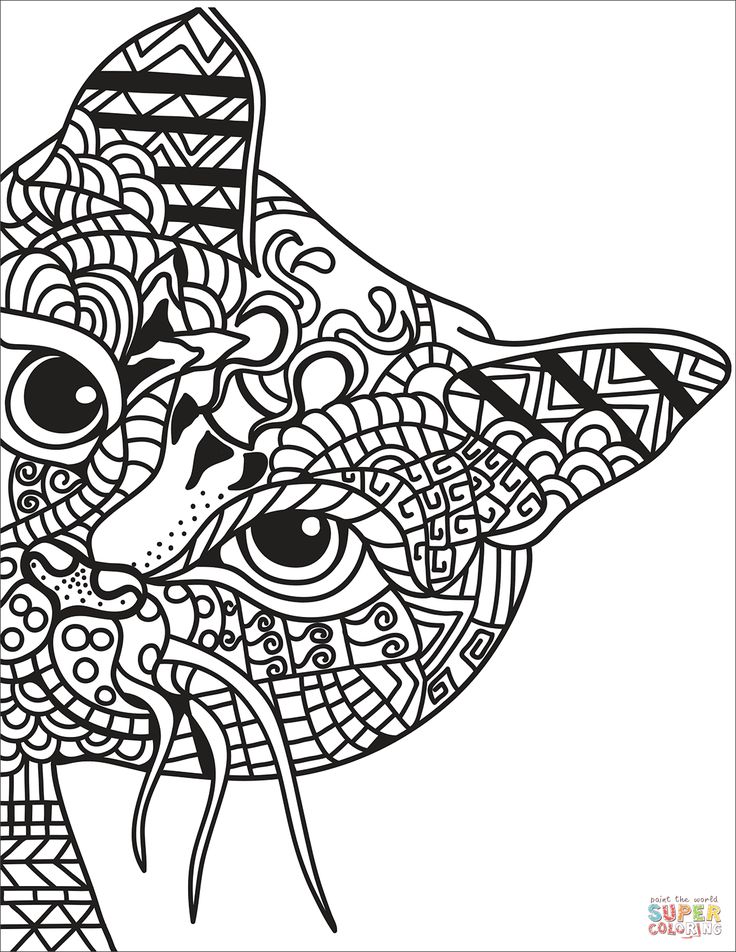 Zentangle cat coloring page free printable coloring pages cat coloring page cat coloring book coloring pages