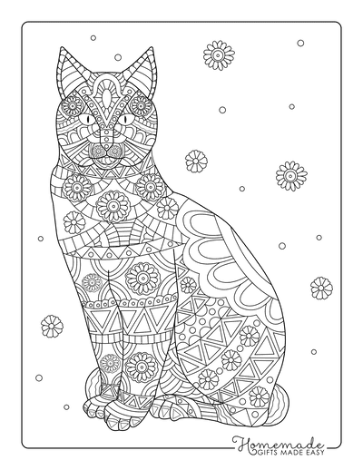 Free cat coloring pages for kids adults