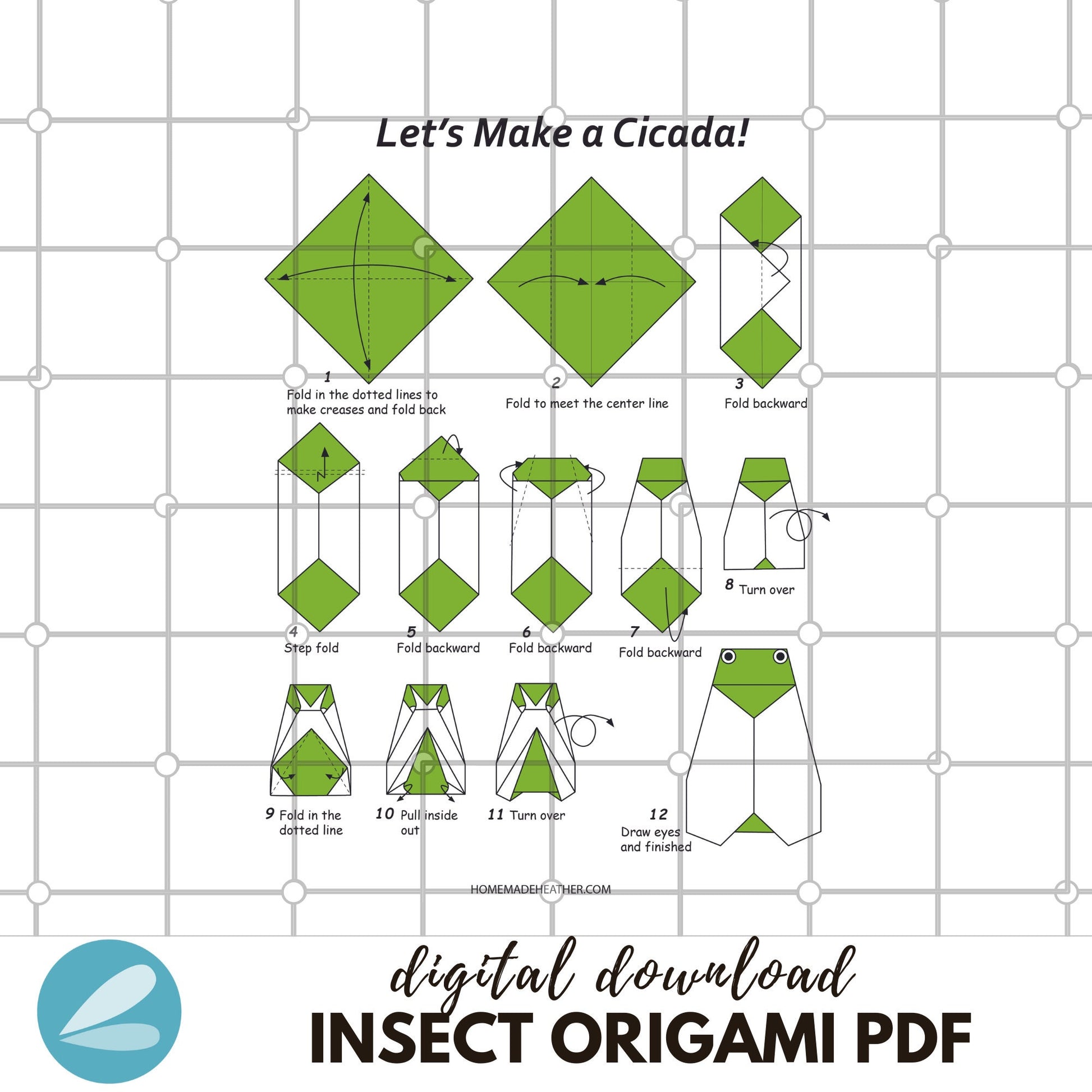 Origami insect printable pages