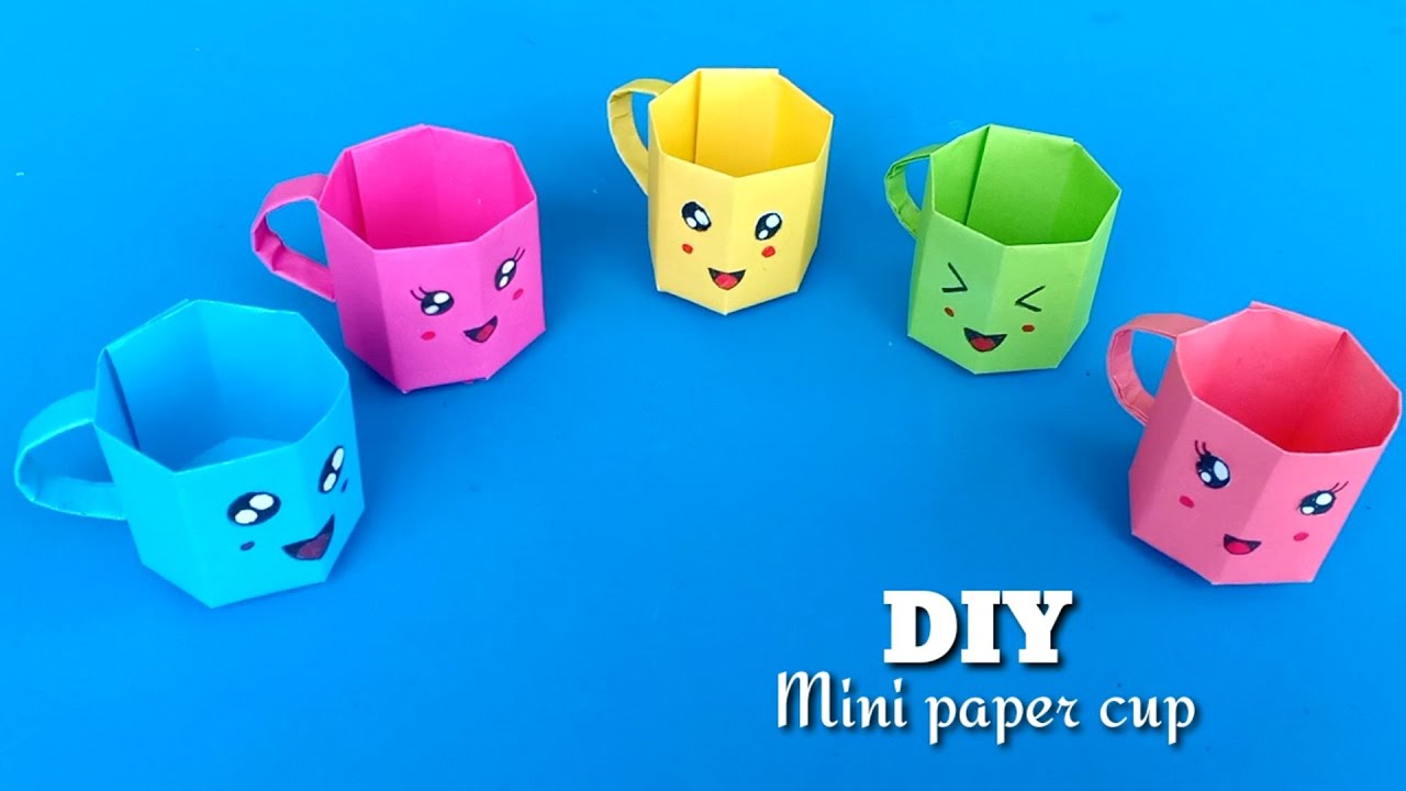 Diy mini paper cup paper crafts for school paper craft easy origami paper cup origami