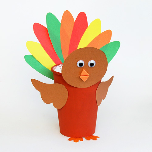 Paper cup turkey kids crafts fun craft ideas