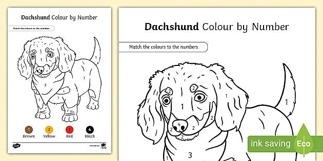 Dachshund dog lour by number for children free download