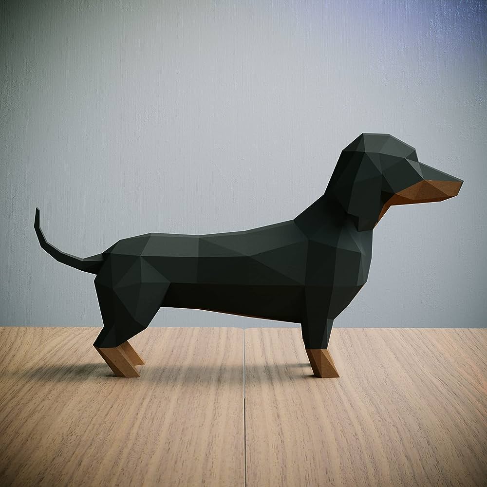 Yona diy dachshund papercraft kit abstract low poly animal diy kits home der kids crafts kits gift origami d paper trophyd puzzle paper sculpture papercraft set for adults handmade products