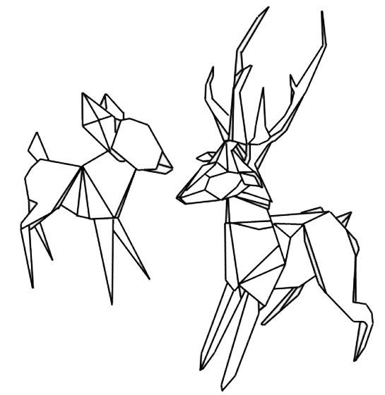 Origami dog and deer coloring page deer coloring pages coloring pages apple coloring pages