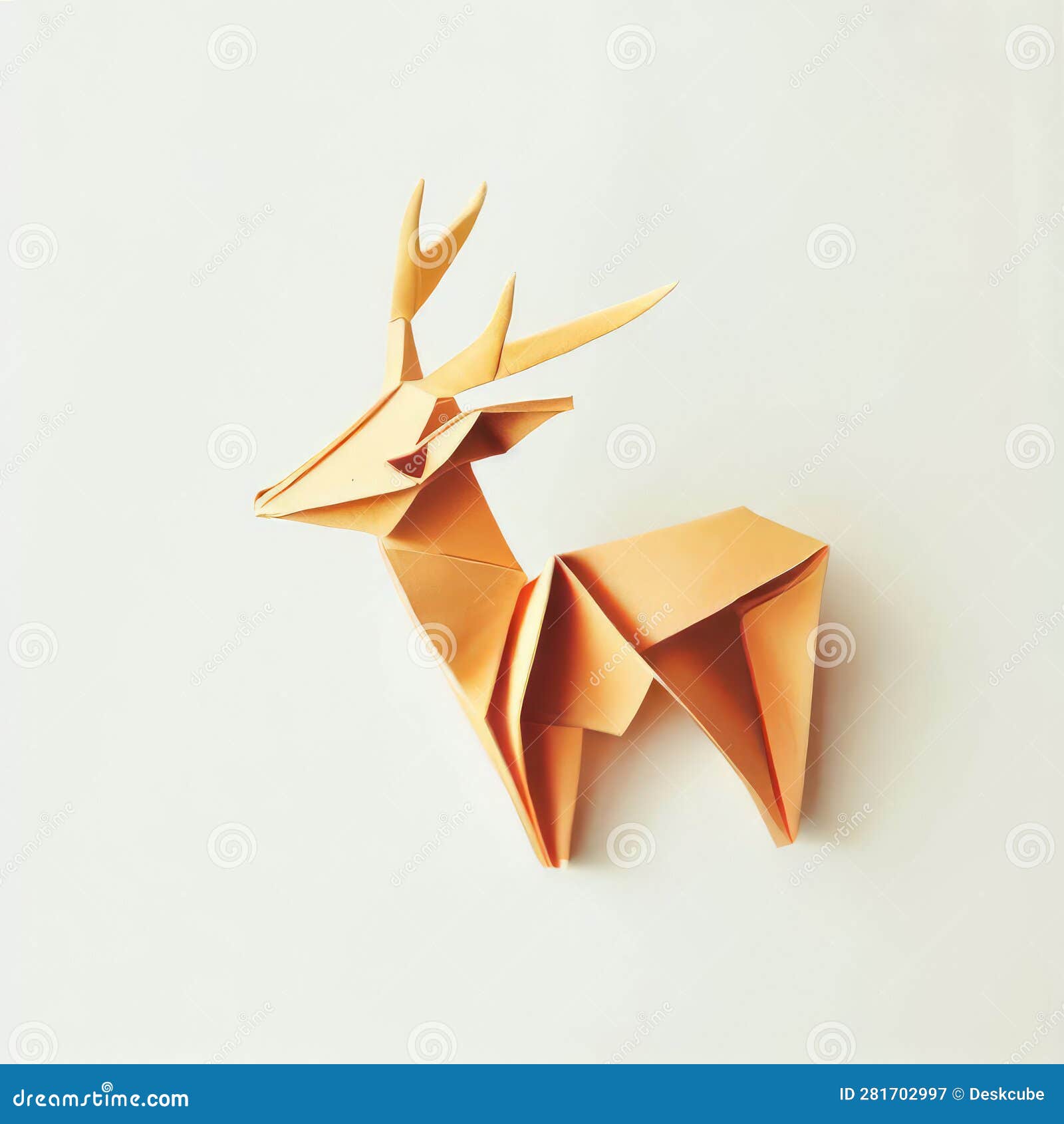 Artistic origami deer paper art yellow color tones stock illustration