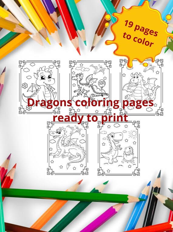 Dragon coloring pages kids coloring book printable pages dragon coloring activity kids animal coloring sheet pdf download