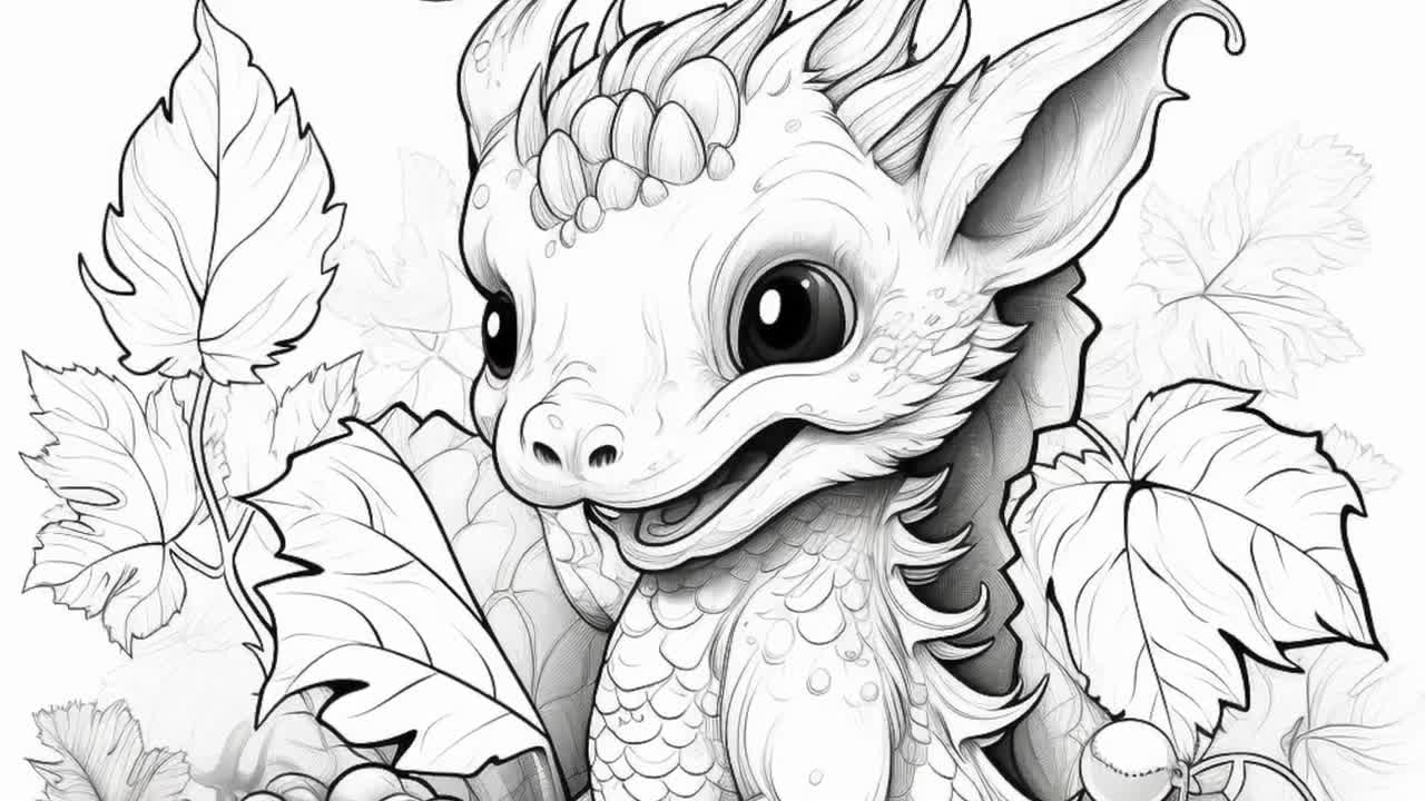 Printable baby dragon coloring pages for kids and adults digital download pdf