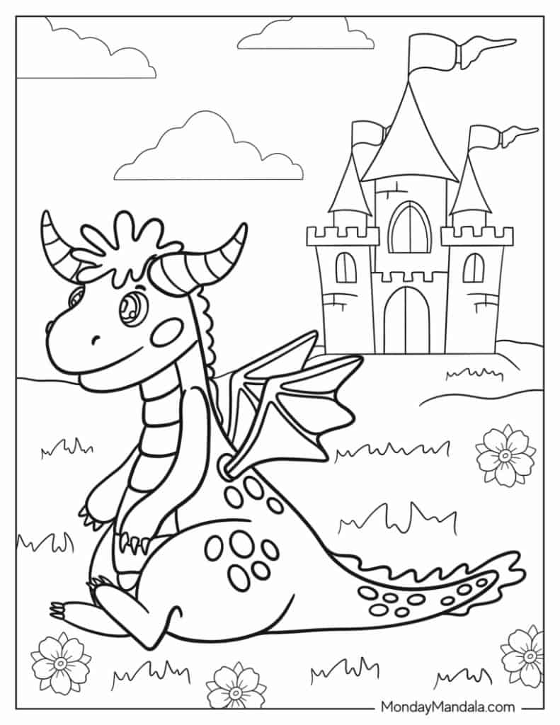 Dragon coloring pages free pdf printables