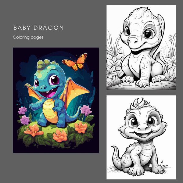 Cute baby dragon coloring pages