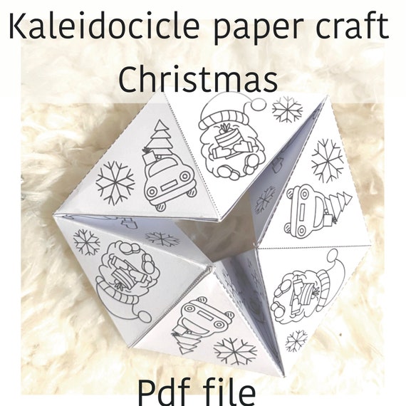 D paper craft ornament origami christmas ðhristmas gnome kaleidocicle paper craft christmas instant download coloring pagepdf file