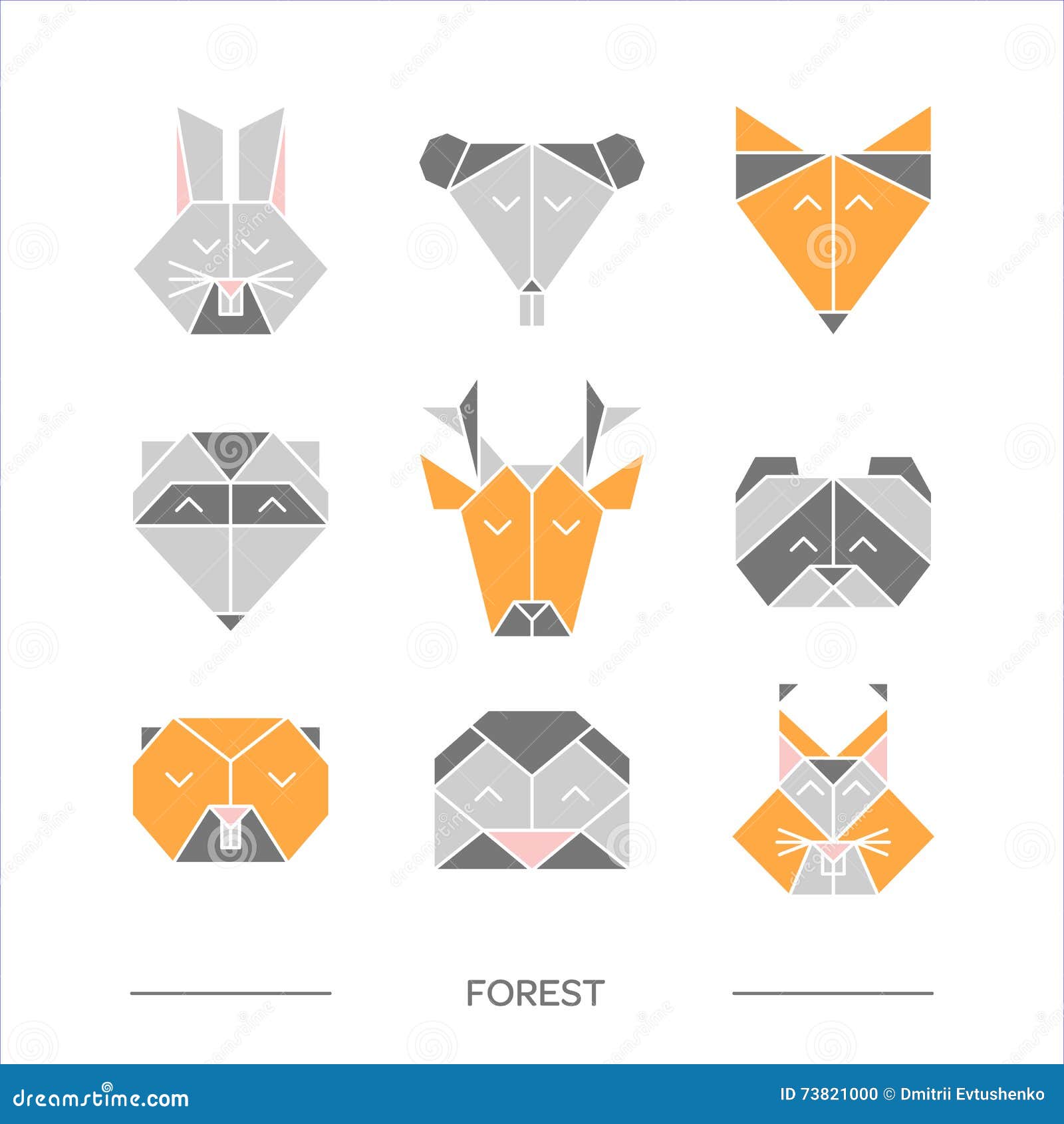 Animals forest origami stock vector illustration of poly