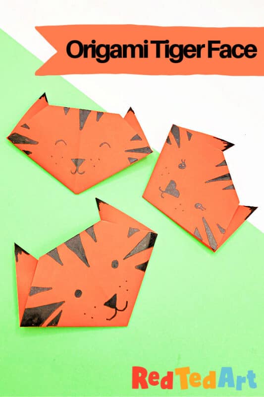 Simple origami tiger face craft for kids