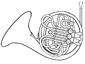 French horn template coloring picture by stevens social studies