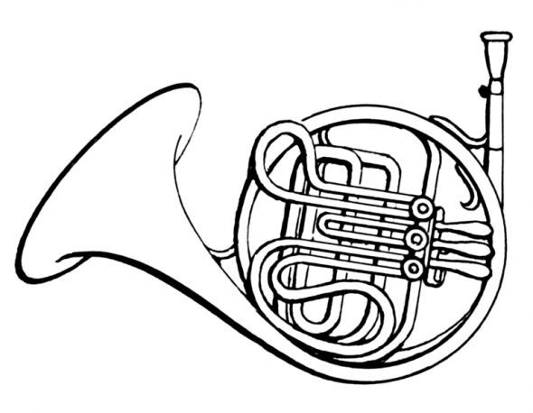 French horn coloring page corno francese strumenti musicali corno