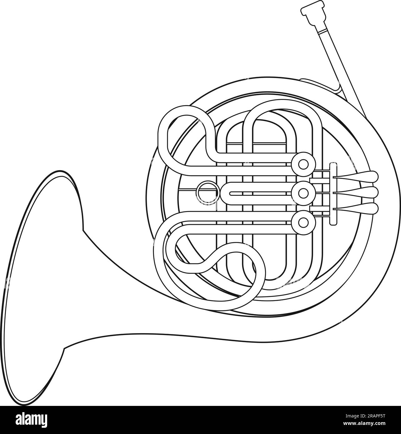 Easy coloring cartoon vector illustration of a french horn isolated on white background stock vector image art