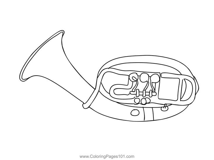 Lignatone brass alto horn tuba coloring page coloring pages tuba horns