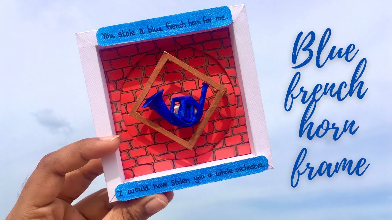 Paper frame d diy origami paper frame tutorial blue french horn shadow box diy