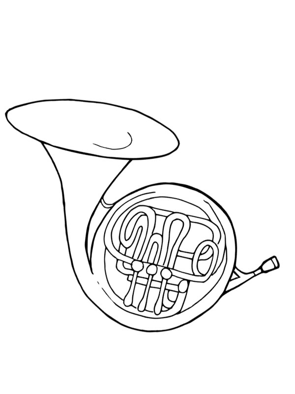 French horn coloring page