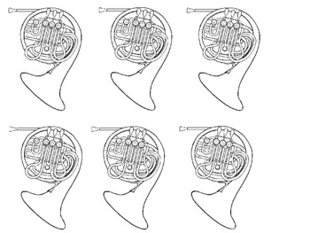 French horn template coloring picture by stevens social studies