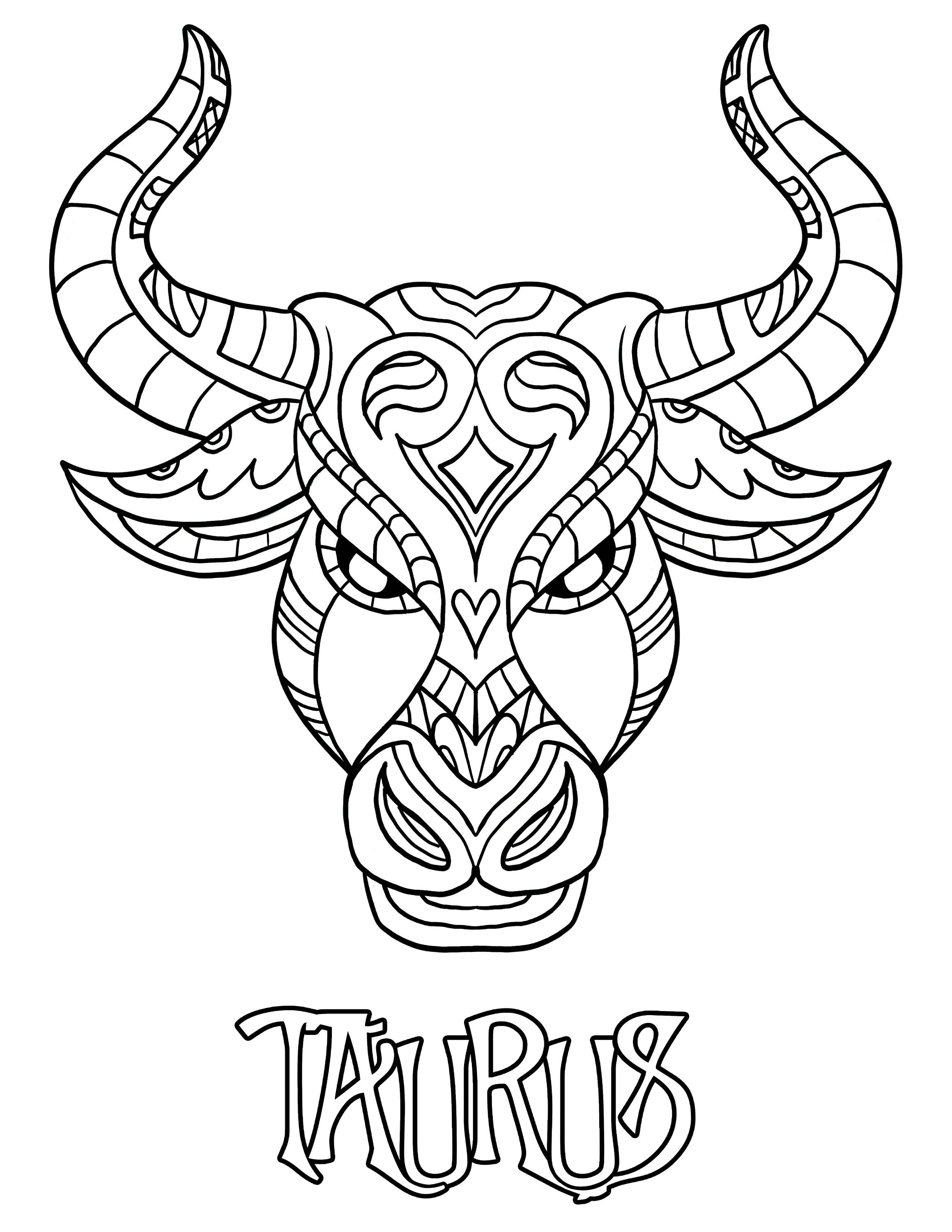 Taurus coloring page digital download printable astrological sign taurus zodiac sign pdf