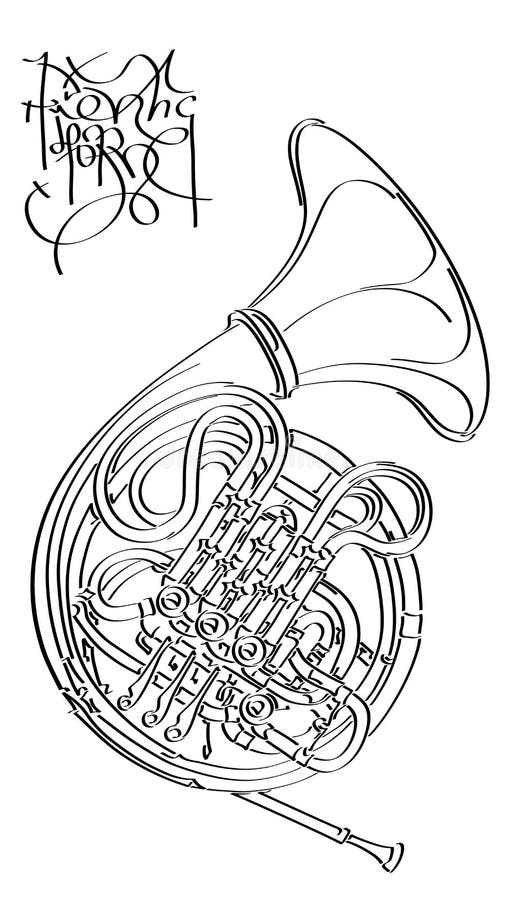 Vector abstract illustration drawing of euphonium stock vector