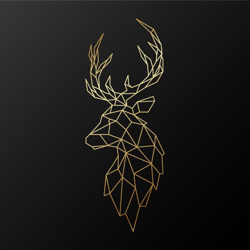 Golden origami deer stag canvas prints