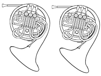 French horn template coloring picture by stevens social studies